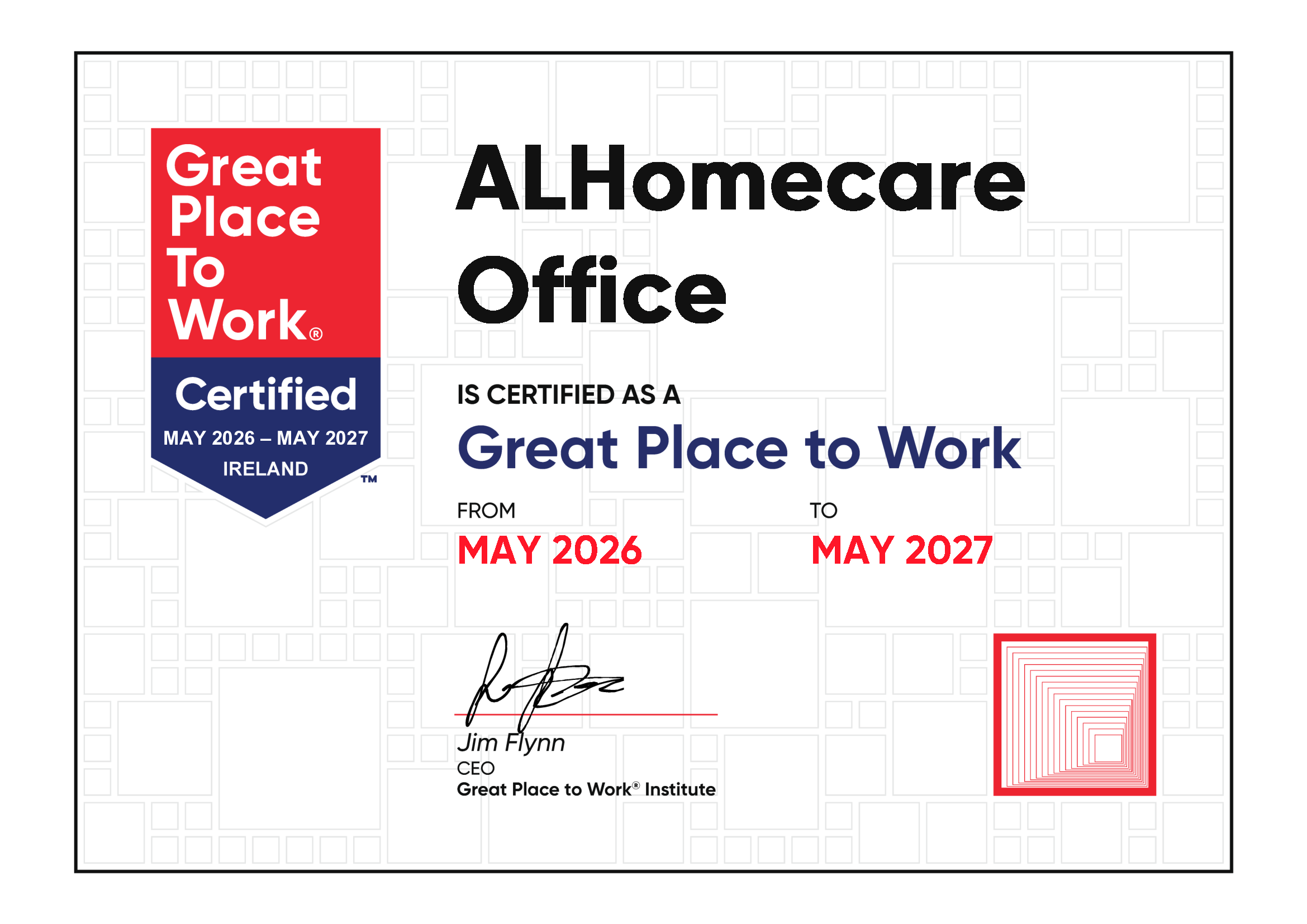 Great-Place-To-Work-Certificate-2026 certyfikat great place to work dla agencji alhomecare